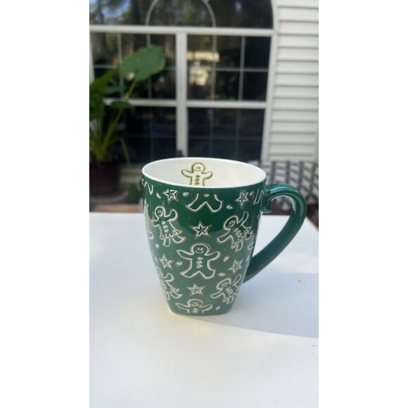 Starbucks Barista Green Gingerbread Christmas Mug 14 Oz Ceramic Holiday Festive - Picture 2 of 6